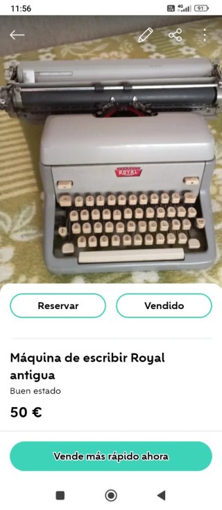 Máquina de escribir Royal antigua