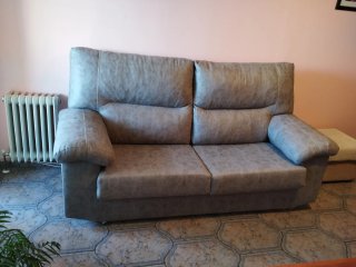 Sofá 3+2 plazas gris tela