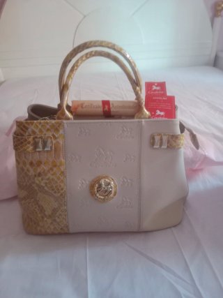 Bolso Cavallinho Beige y Dorado
