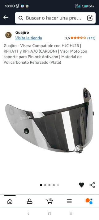 Visera de moto plateada
