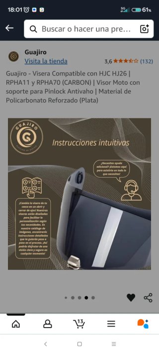 Visera de moto plateada