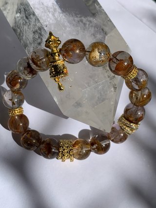 Pulsera de Cuarzo Lodolita Natural 10mm / Fantasma