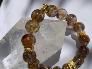 Pulsera de Cuarzo Lodolita Natural 10mm / Fantasma