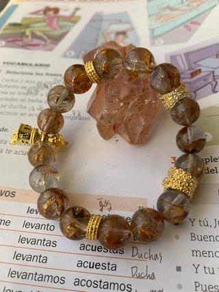 Pulsera de Cuarzo Lodolita Natural 10mm / Fantasma