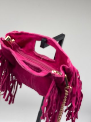 Borsetta in vera pelle con frange