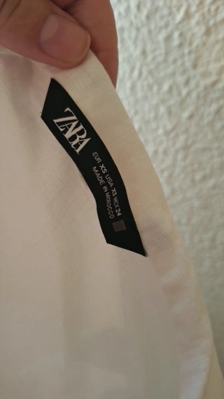 Blusa Zara Lino Blanca Cuello Volante