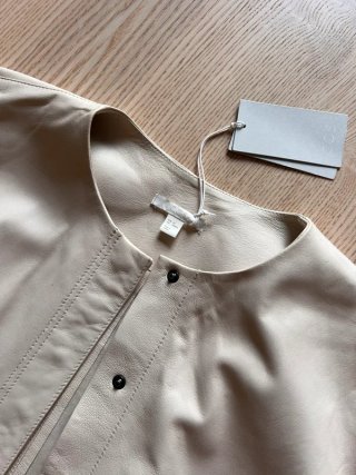 COS - Leather Blouse - Japanese Minimalist Style - Genuine Leather Beige - New With Tags 275€