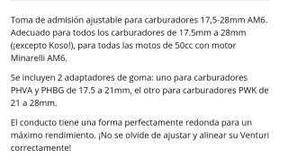 Carburador 24mm + Toma Derbi Variant