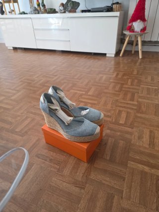 Alpargatas cuña denim azul