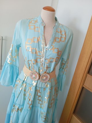 Vestido azul y dorado XL boutique el cintur n vent