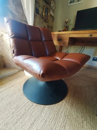 Sillón giratorio diseño piel vintage