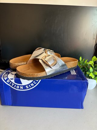 Sandalias Birkenstock Talla 39 Plata Dorada