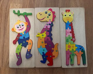 Lote 3 Puzzles Madera Animales Infantiles