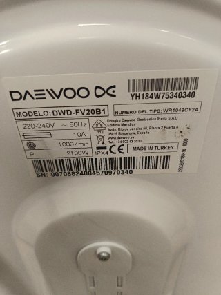 Lavadora DAEWOO 7kg