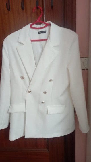 Chaqueta Blanca Mujer Doble Botonadura