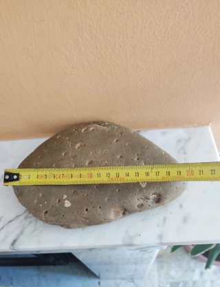 Roca de río decorativa con marcas de fósil