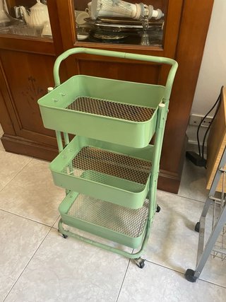 Carrito auxiliar cocina 3 estantes verde
