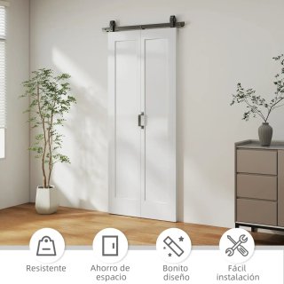 Puerta corredera doble con herrajes