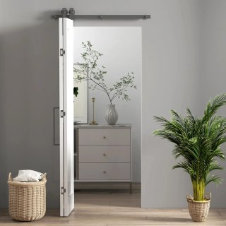 Puerta corredera doble con herrajes