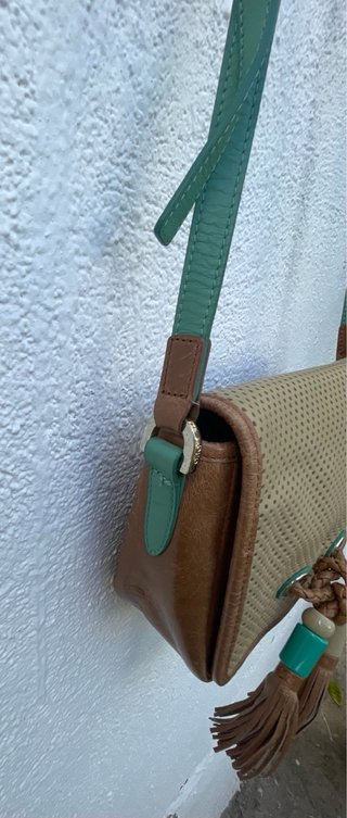 Bolso bandolera Aïta beige y verde