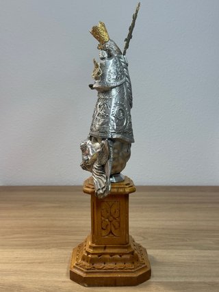 Virgen Desamparados Plata Pie Madera