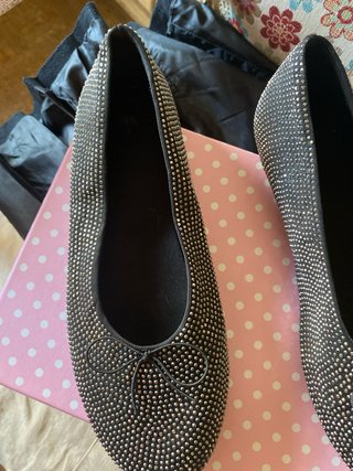 Bailarinas Zara negras con lentejuelas T.36