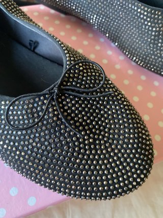 Bailarinas Zara negras con lentejuelas T.36