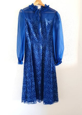 Vestido fiesta azul encaje Saint Tropez talla 42