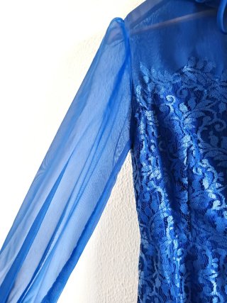 Vestido fiesta azul encaje Saint Tropez talla 42