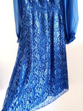 Vestido fiesta azul encaje Saint Tropez talla 42