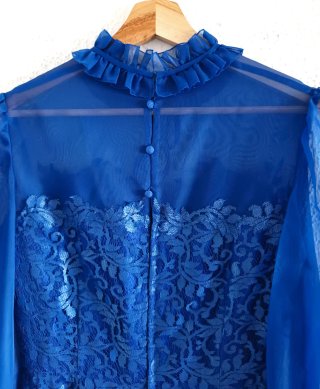 Vestido fiesta azul encaje Saint Tropez talla 42