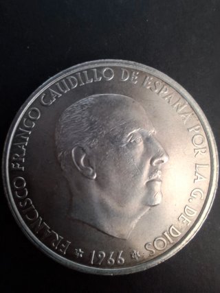 Moneda 100 Pesetas Plata 1966 Franco
