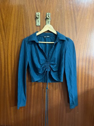 Top Zara manga larga fruncido