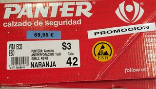 PANTER Calzado Seguridad S3 Naranja Talla 42