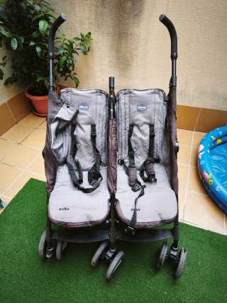 Carrito Gemelar Chicco Echo Gris