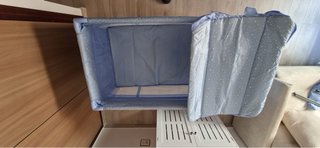Cuna de viaje azul + colchón nuevo