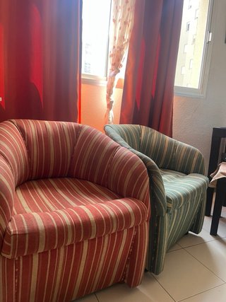 Sillones de tela a rayas (2 unidades)