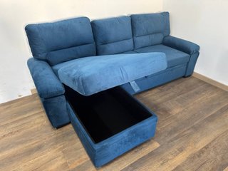 Sofá Chaise Longue Cama con Arcón Azul - Estrenar