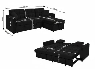 Sofá Cama Chaise Longue Moderno Color Gris