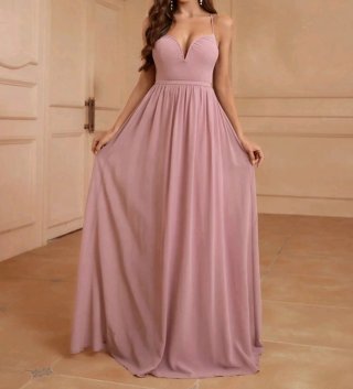 Vestido de fiesta rosa largo