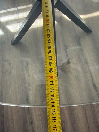 Mesa redonda cristal 114 cm patas negras de metal