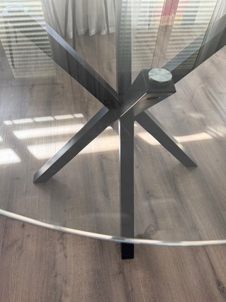 Mesa redonda cristal 114 cm patas negras de metal