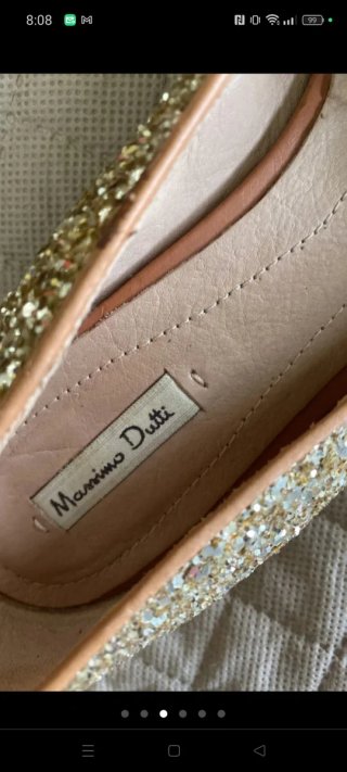 Zapatos Massimo Dutti dorados brillantes