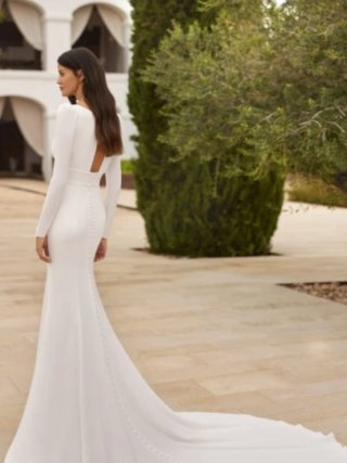 Vestido de Novia Blanco Manga francesa