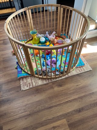 Parque para bebés madera redondo 120cm
