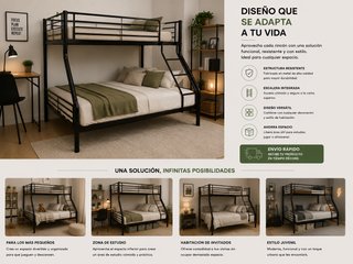Litera Negra Matrimonial 90 y 135, Nueva