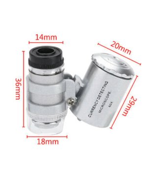 Microscopio de bolsillo 60X con luz LED