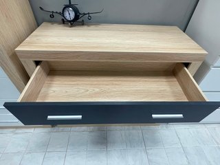 Cómoda 4 cajones madera y gris