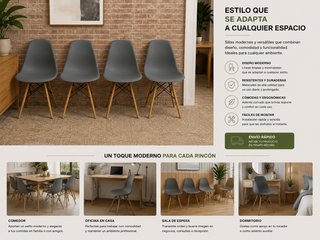 Pack 4 Sillas Nórdicas Grises Nuevas