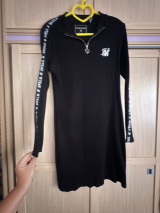 Vestido SikSilk negro cremallera manga larga